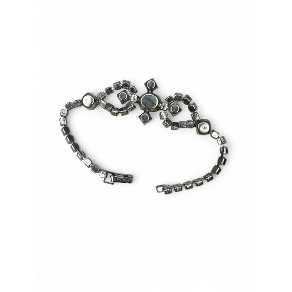 Joseph Wiesner Vintage Rhinestone Bracelet 6.25" Yellow Clear Stones - Picture 2 of 4